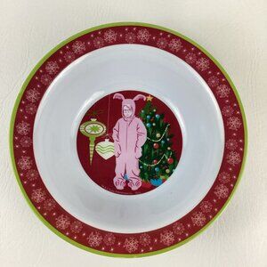 A Christmas Story 8" Bowl Ralphie Pink Bunny Pajamas Scene Snowflake Trim Cereal